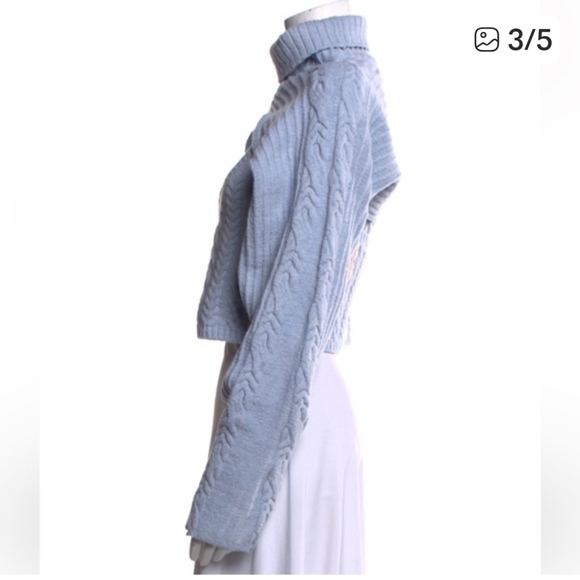 For Love And Lemons Sky Blue and Soft Pink Turtleneck Sweater - Picture 3 of 4